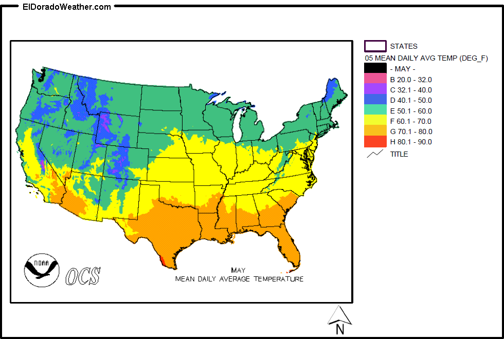 United States May Yearly Annual Mean Daily Average Temperature